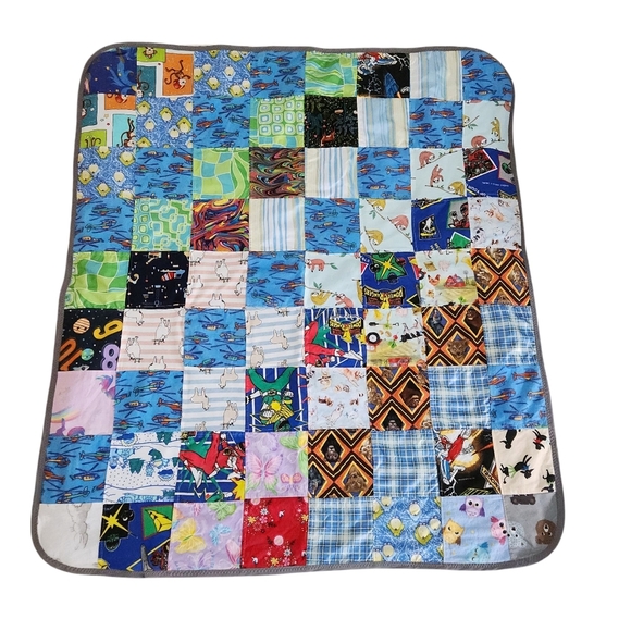 HANDMADE Patchwork Baby Crib Quilt Blanket - Approx. 34 x 38 inches - Picture 3 of 10